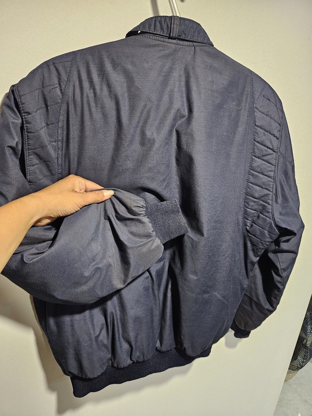 80s Bomber Husqvarna Embroidered Navy Quilted Work Jacket Small